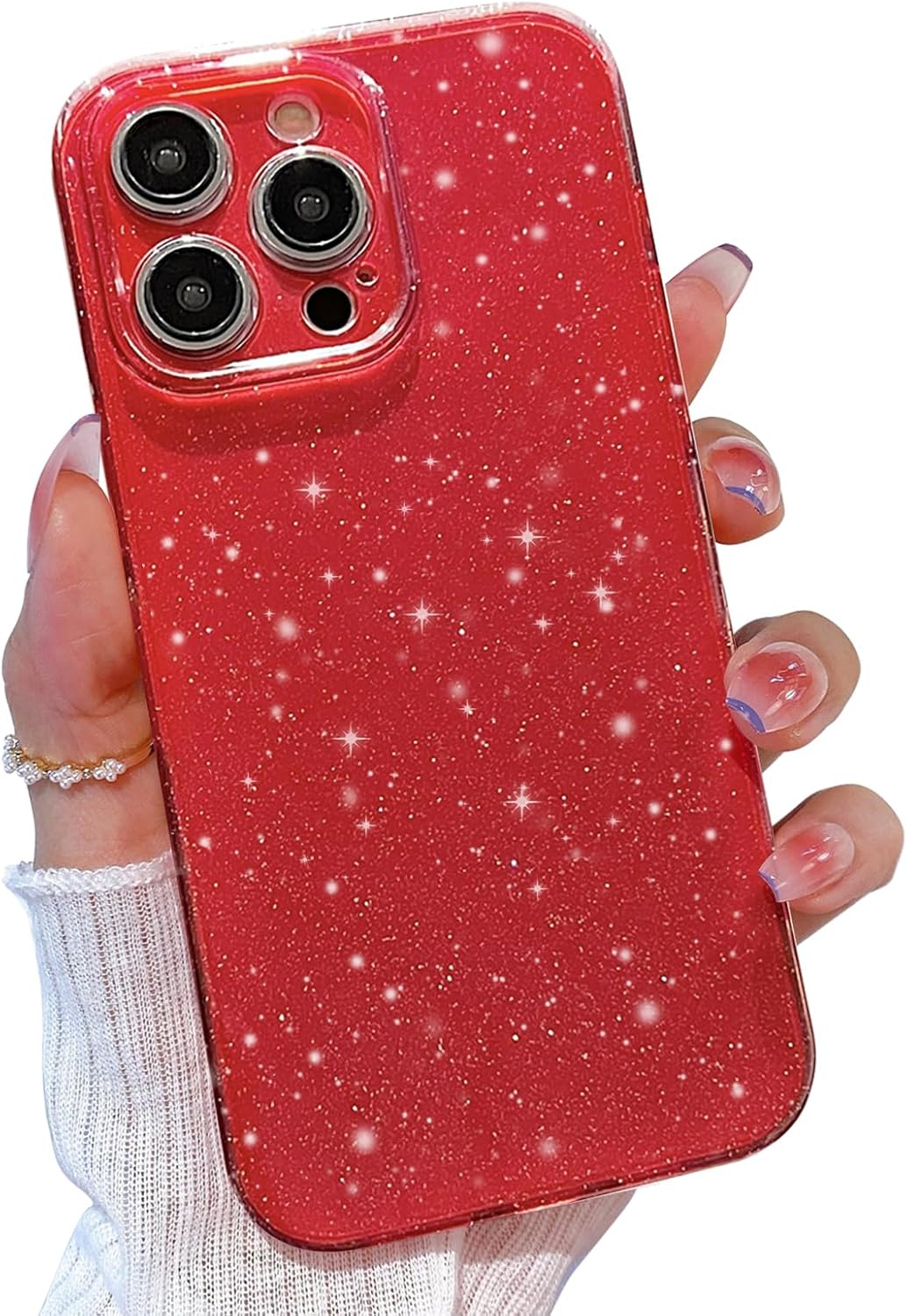 Funda para iPhone 15 Pro Max con purpurina, para iPhone 15 Pro Max, funda de teléfono para mujeres y niñas, funda delgada y suave de silicona