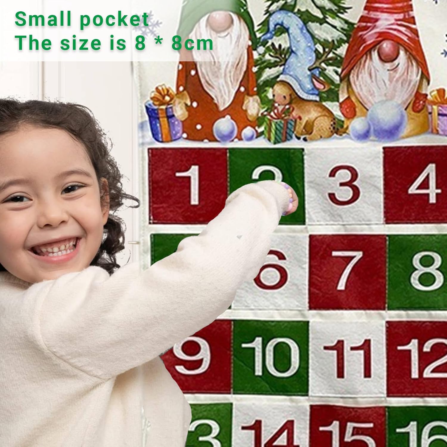 Calendario de cuenta regresiva de Navidad, calendario de Adviento colgante de madera, decoración de pared de Navidad con bolsillos, letrero de