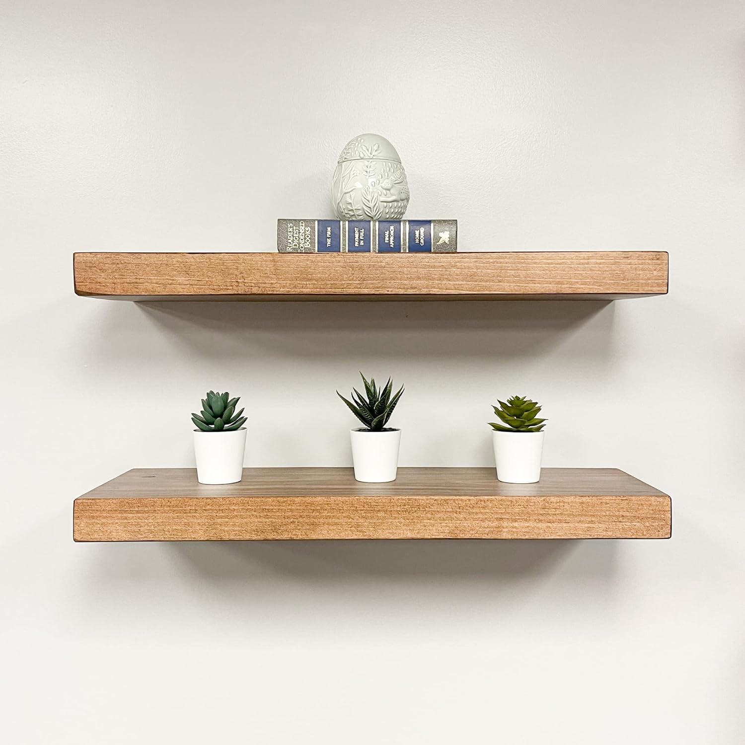 URBANDI, Estantes flotantes rústicos, juego de 2, soporte oculto, madera maciza, resistente, estantes montados en la pared, (marrón, 36 pulgadas de