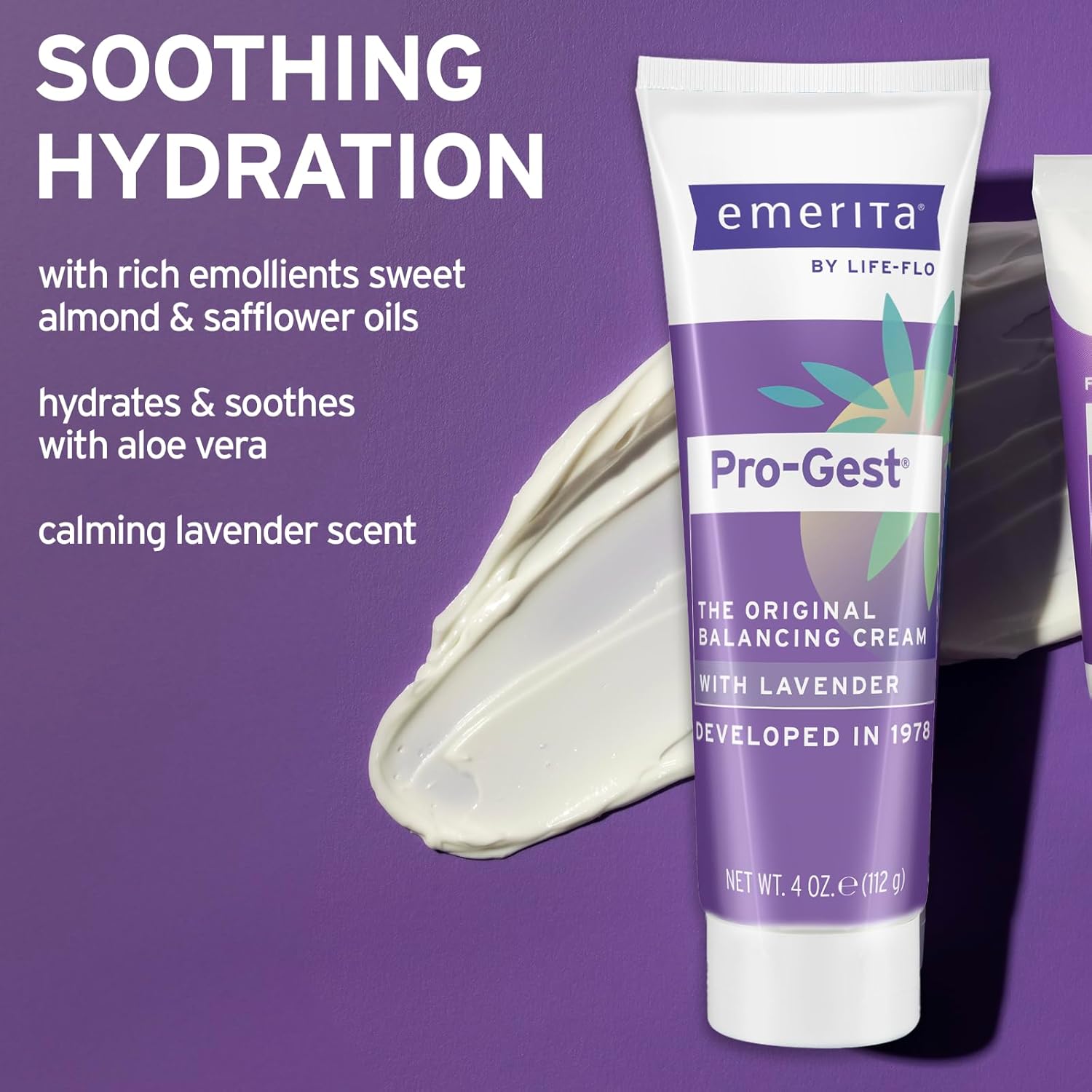 Emerita Pro-Gest Crema con aceite de lavanda calmante, crema equilibrante original con progesterona USP para un equilibrio óptimo en la mediana