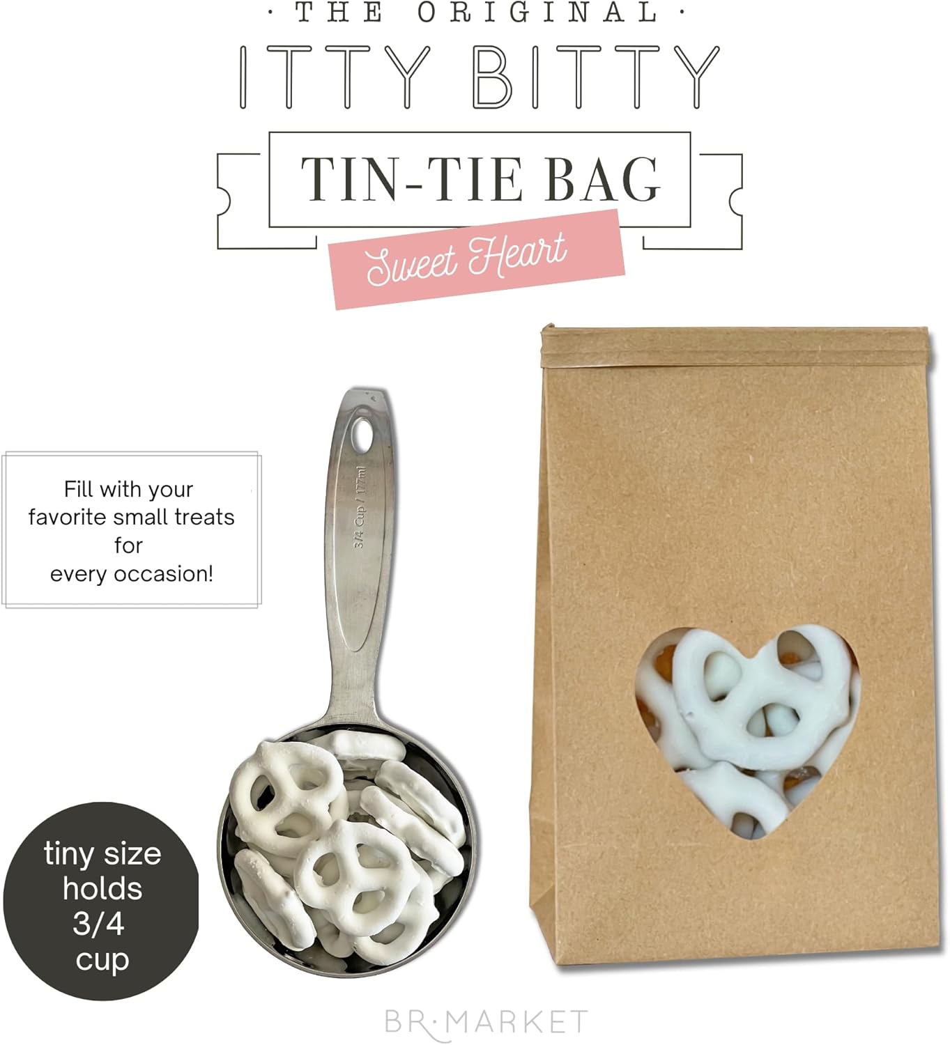 Bolsas de panadería con ventana de corazón, bolsas de papel kraft extra pequeñas, 100 unidades de 3.3 x 5.5 x 2 pulgadas, bolsas de bloqueo de