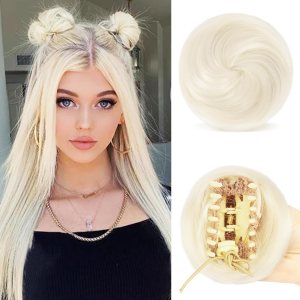 SOFEIYAN 2 piezas de clip de pinza en moño desordenado con orejas de gato, extensión de moño sintético, accesorio de peluca de dona, moño espacial SOFEIYAN 2 piezas de clip de pinza en moño desordenado con orejas de gato, extensión de moño sintético, accesorio de peluca de dona, moño espacial