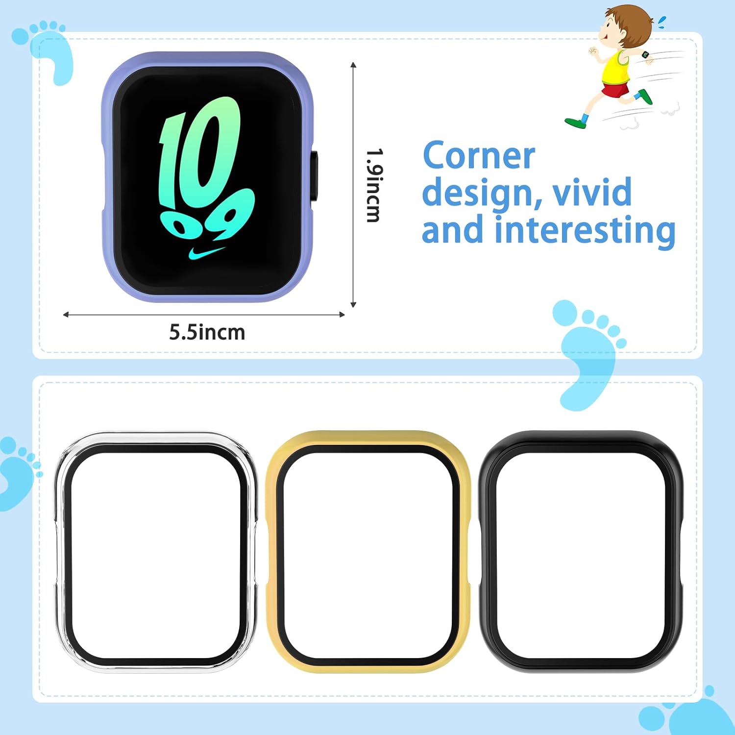 Suoman SyncUp – Juego de 4 fundas protectoras de pantalla para niños, dureza 2.5D 9H, vidrio templado, para Syncup Kids Watch 4, negro,