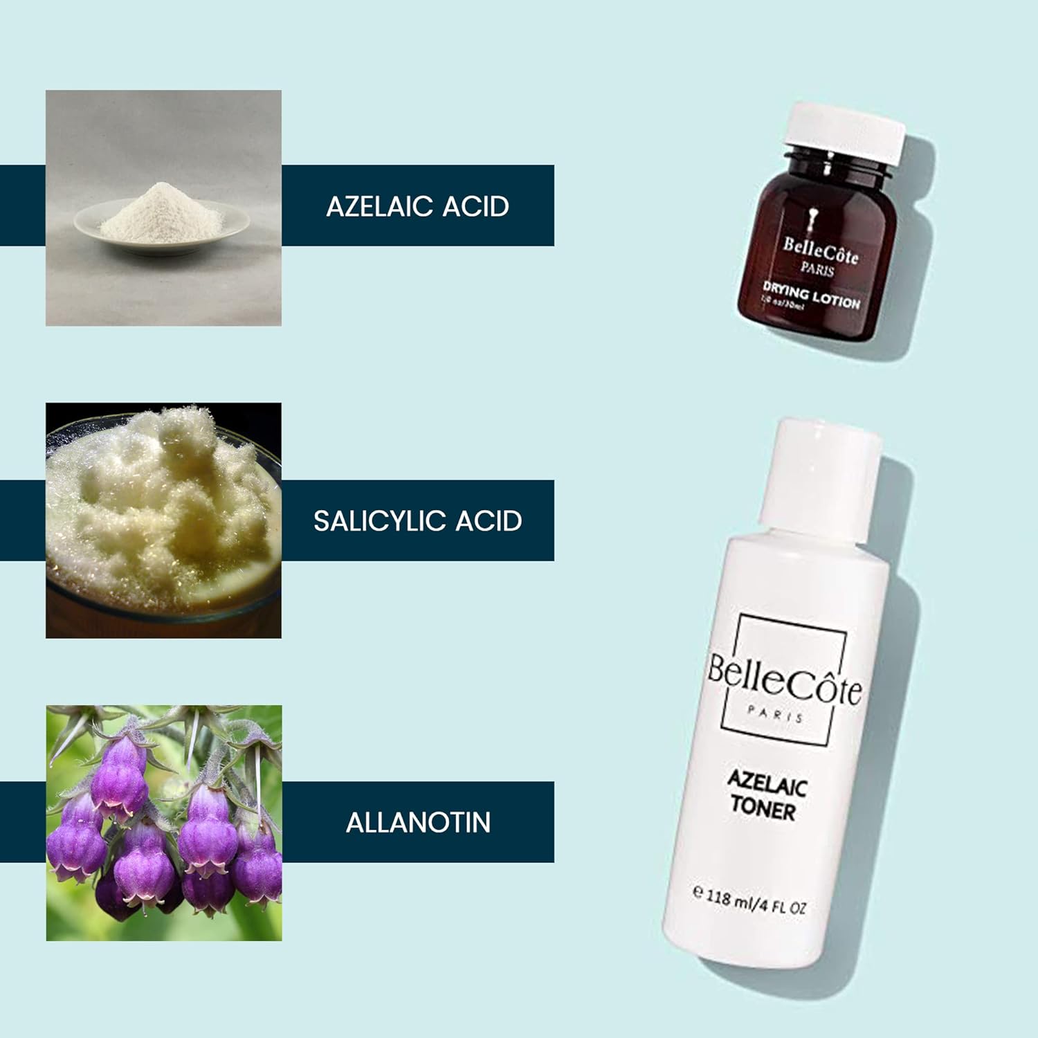 Azelaic Toner – Loción de secado Duo – Juego de tratamiento facial para rosácea y manchas de acné quístico, alivio calmante del enrojecimiento,