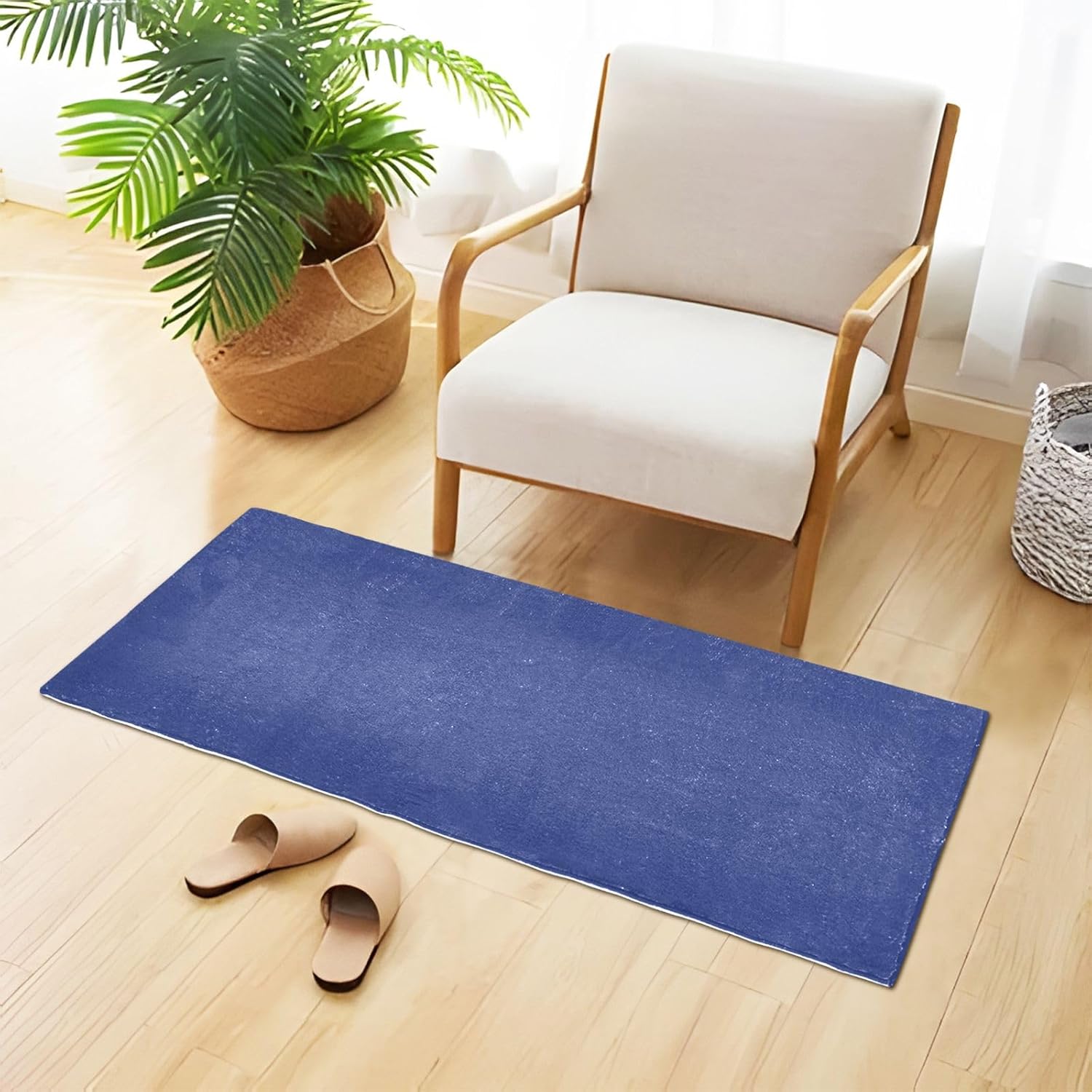 Joisal Alfombra de baño absorbente azul mineral oscuro, cómoda alfombra de baño antideslizante, duradera y suave, 39 x 20 pulgadas