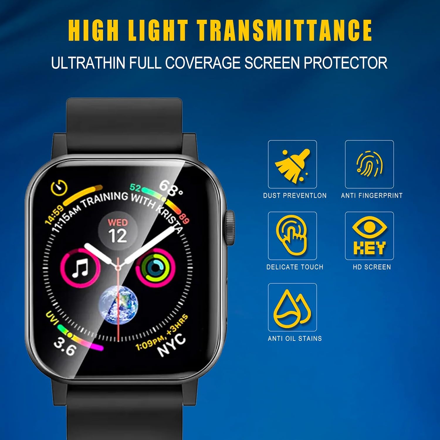 Paquete de 6 Protector de pantalla de TPU para Apple Watch de 1.732 pulgadas SE Series 654, película transparente de TPU suave HD para iWatch de