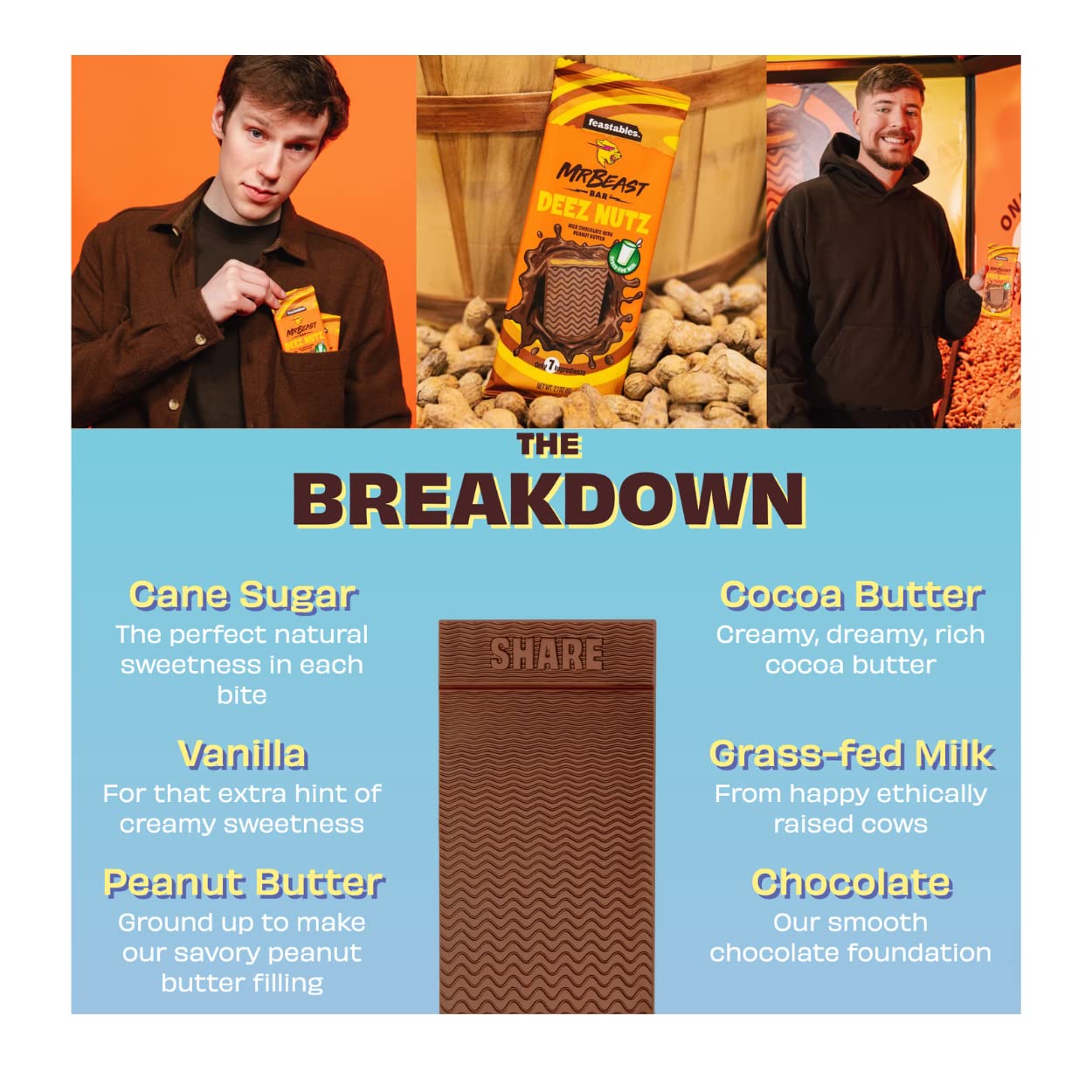 Feastables Mr Beast Bar Crunch & Deez Nutz Combo, 0.04 oz