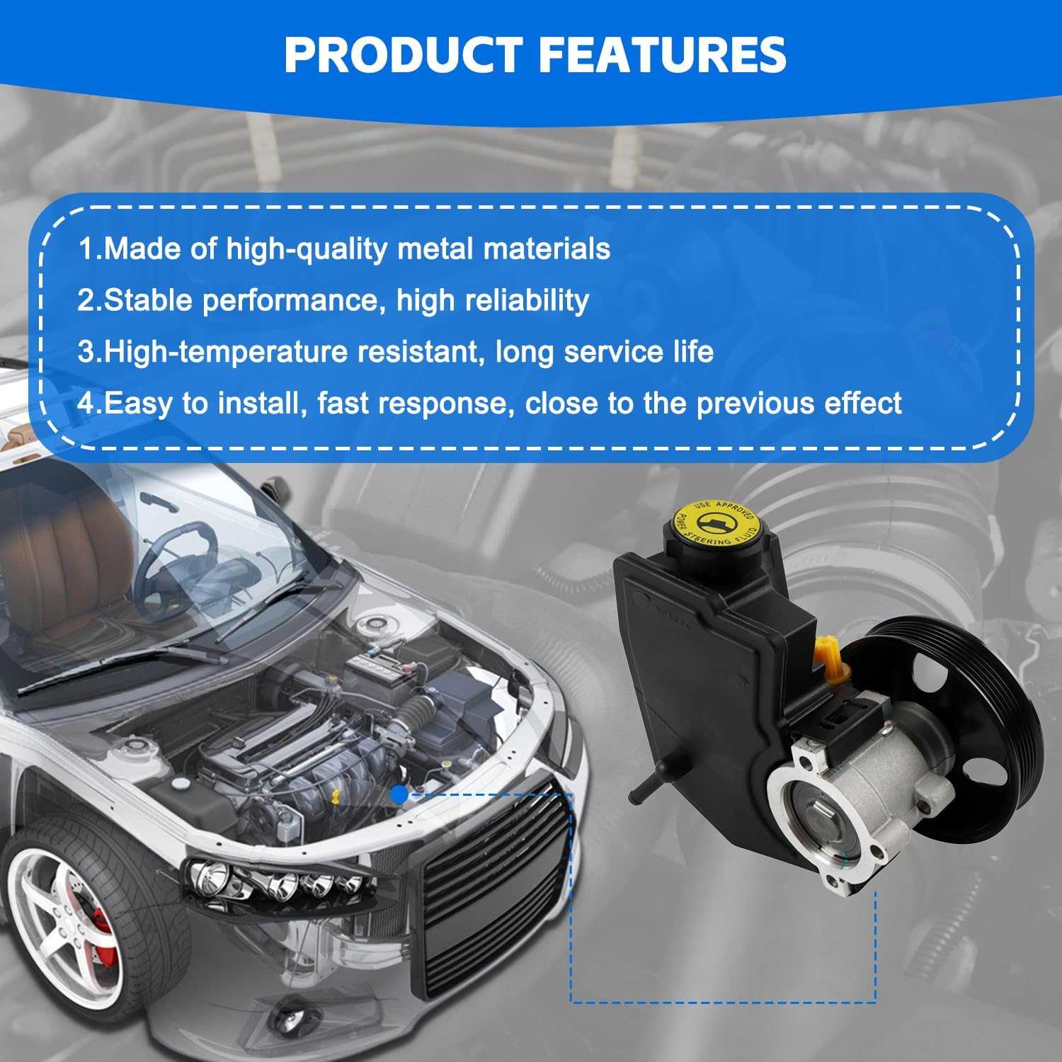 DAYSYORE Bomba de dirección asistida 20-38771 86-00274 se adapta a 1997-2001 Jeep-Cherokee L6 4.0L, para 1998-2003 XJ Wrangler L6 4.0L piezas de
