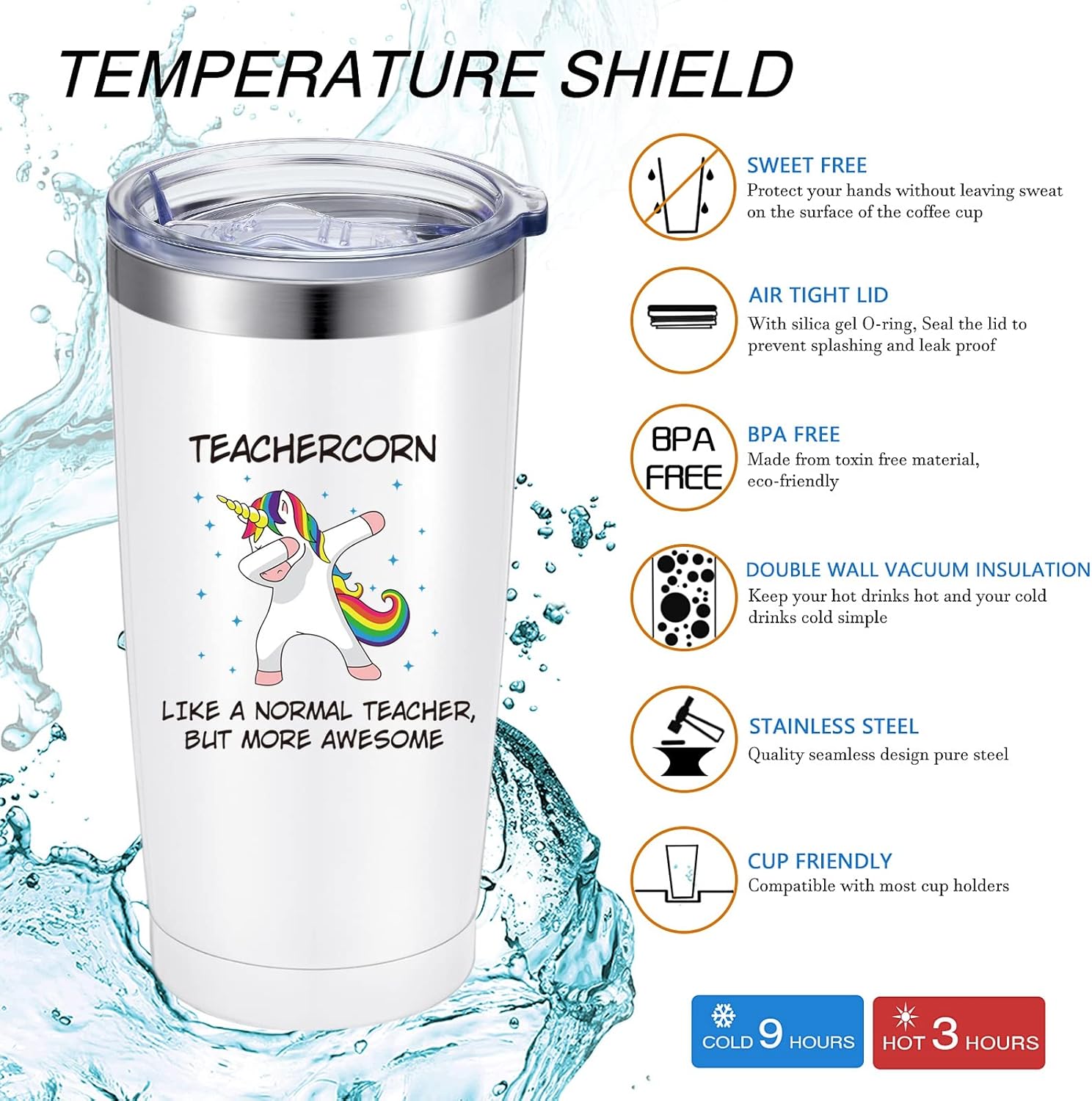 2 vasos de unicornio para profesores, regalos de graduación, regalo de agradecimiento para profesores, ideal para el día del maestro, cumpleaños,