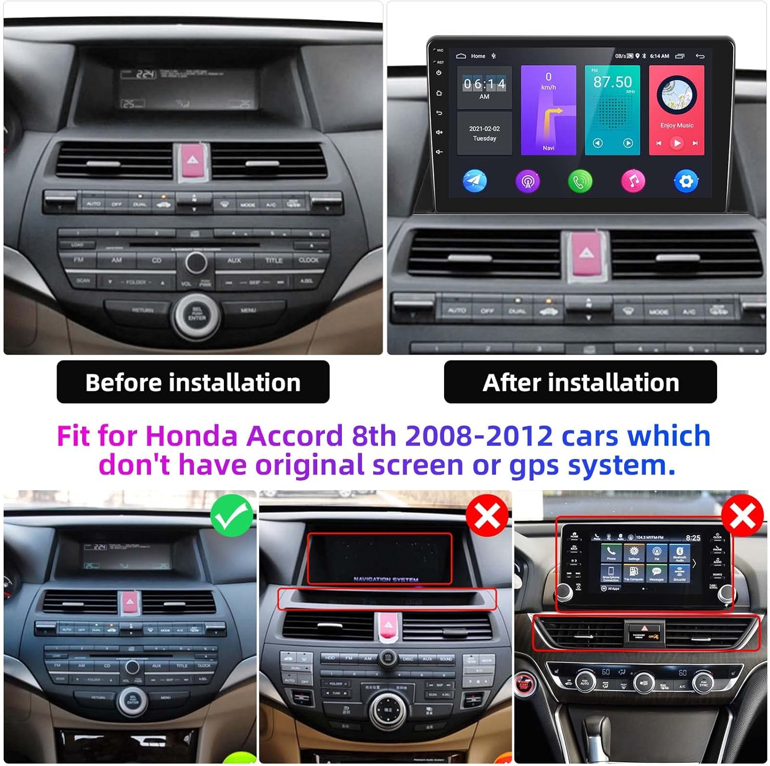 UNITOPSCI 2G 32G Android Car Stereo Radio para Honda Accord 8th 2008 2009 2010 2011 2012 2013 GPS Unidad principal de navegación WiFi 10.1 pulgadas