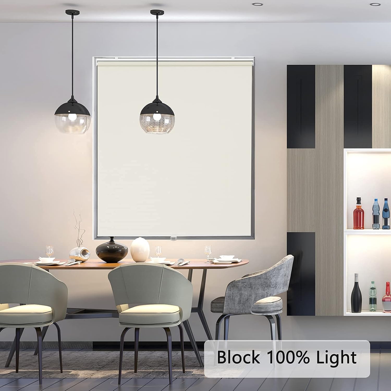AOSKY Persianas enrollables opacas para ventanas, sin cordones, para oscurecer la habitación, con aislamiento térmico, fácil de instalar, para el
