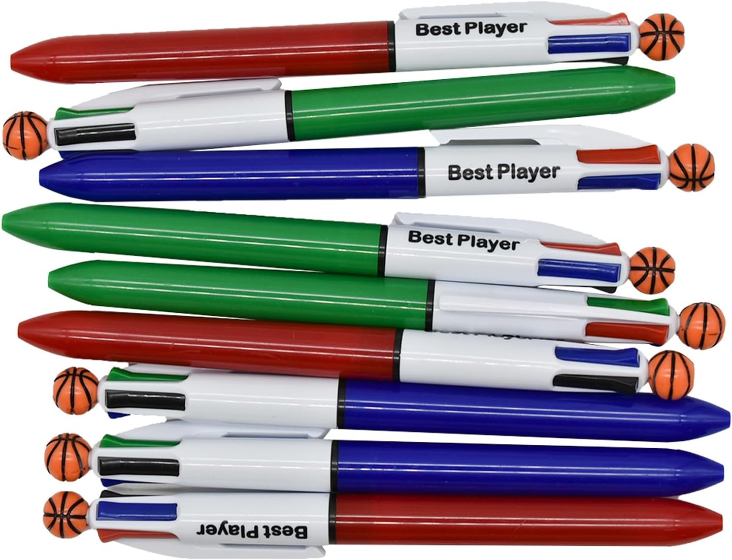 Maydahui 12 bolígrafos de baloncesto multicolor retráctiles 4 en 1, bolígrafos deportivos de 4 colores para escuela, estudiantes, fiestas, oficina,