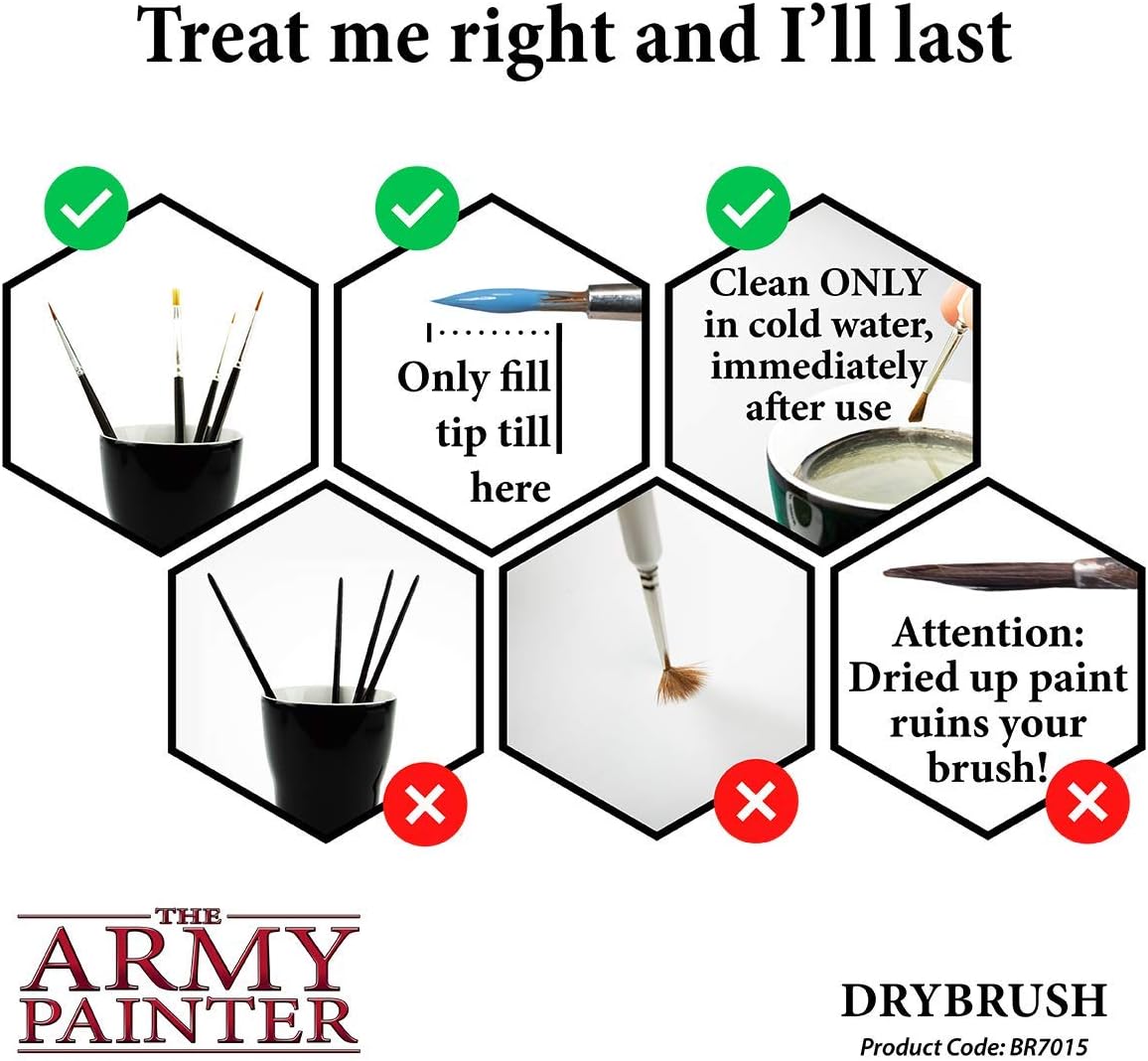 The Army Painter Brush Drybrush – Juego de pinceles de pintura modelo miniatura Hobby con pelo de nailon sintético, pinceles de modelo y pinceles de