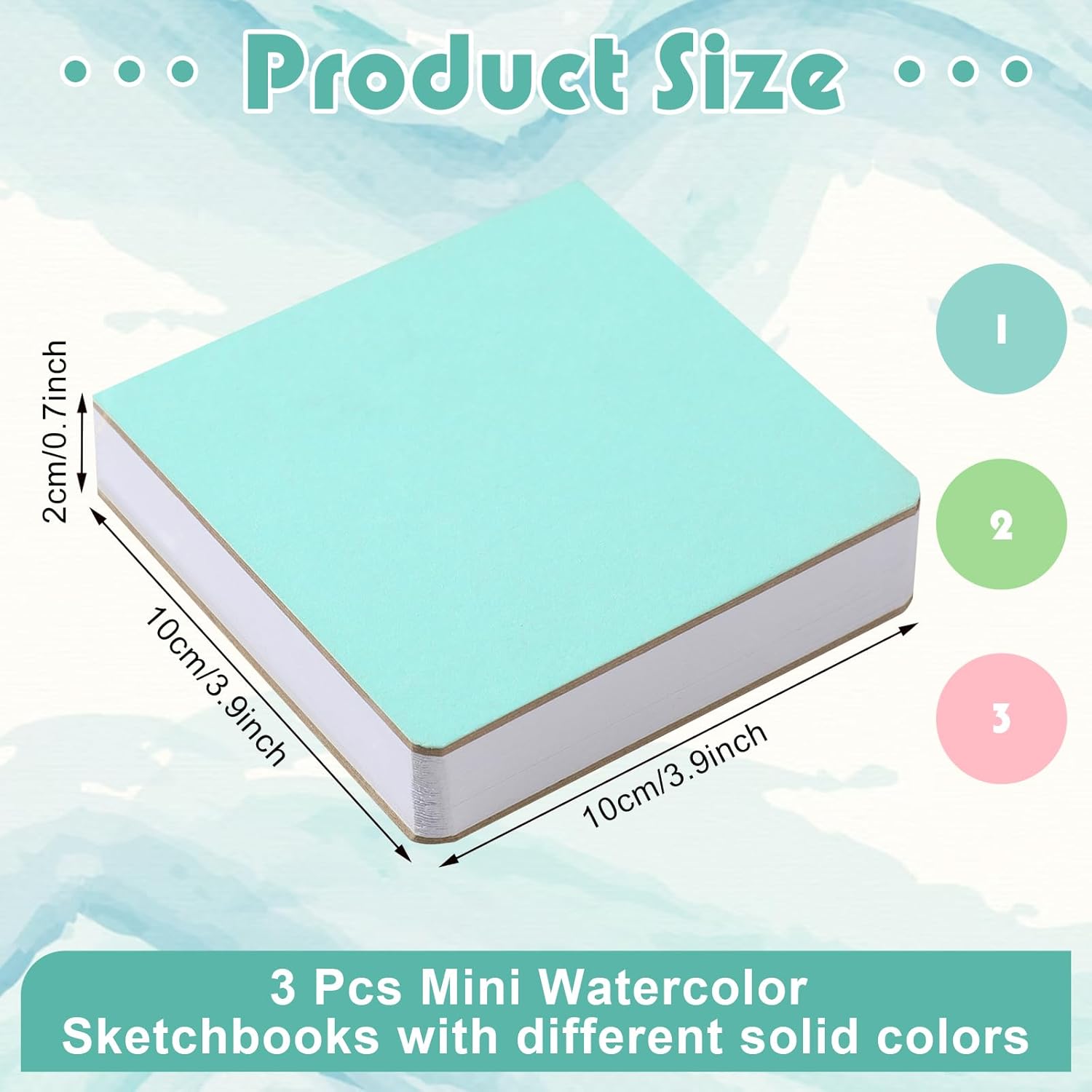 Ctosree 3 cuadernos de bocetos de acuarela de 3.9 x 3.9 pulgadas, portátil, cuadrado, cuaderno de bocetos de pintura, 90 hojas, papeles de dibujo