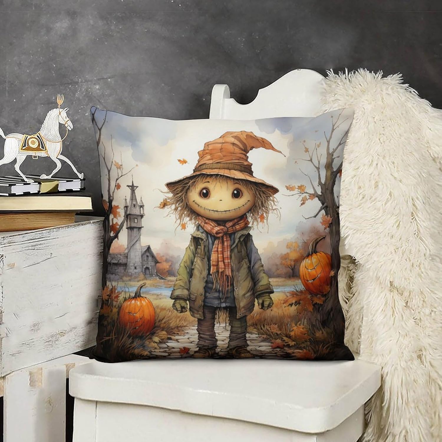 Cojines Decorativos para Sala – Funda de cojín para sofá de 22 x 22 pulgadas, diseño de paisaje otoñal, Acción de Gracias, para sofá, 22 x 22