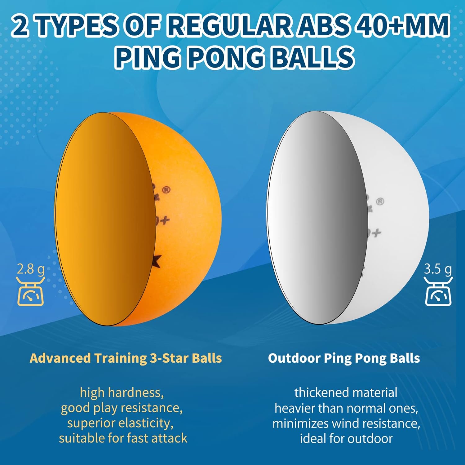 Juego de 4 palas de ping pong, palas de tenis de mesa de 5 capas con 8 pelotas y estuche de transporte, raquetas de goma de esponja suave y pelotas