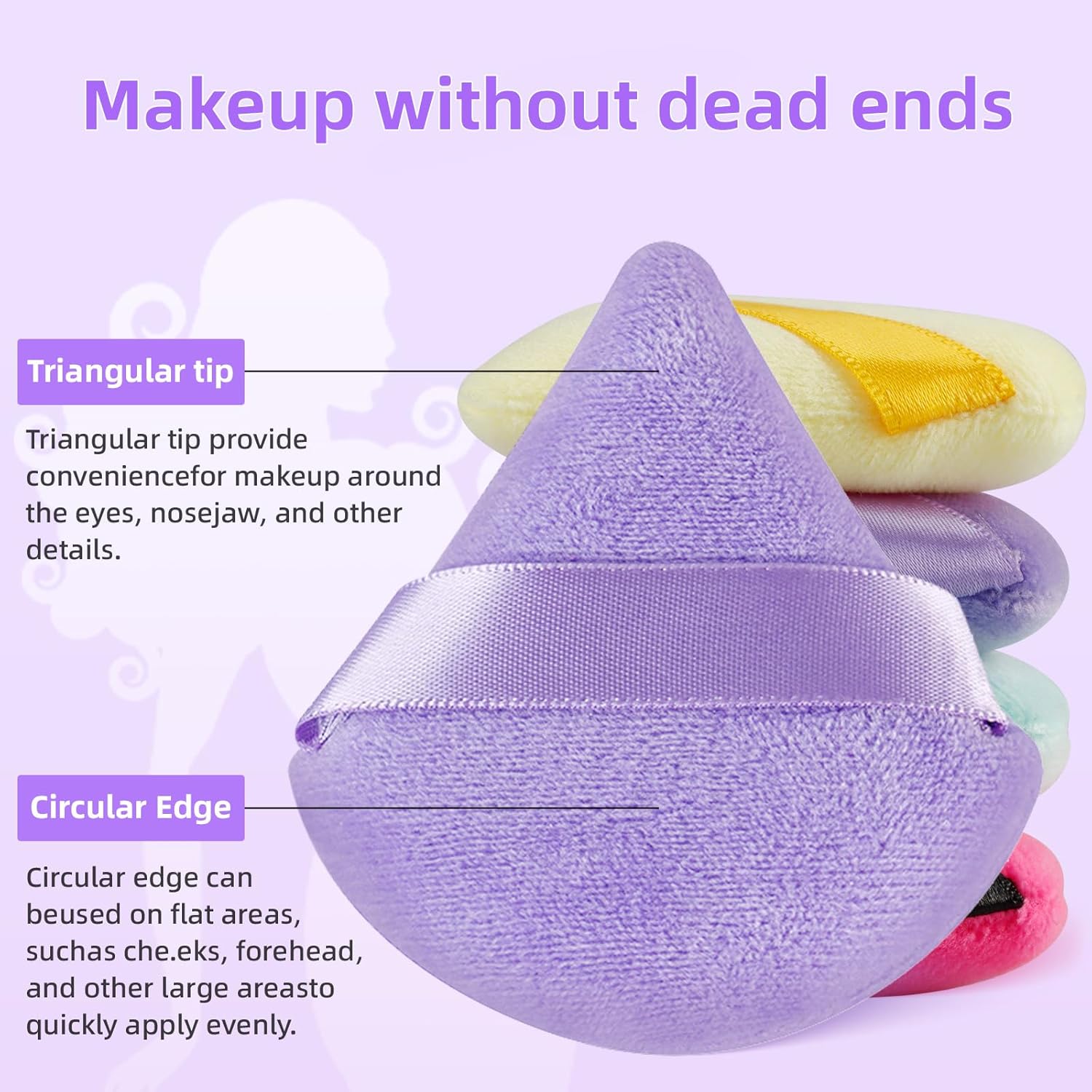 8 piezas triángulo polvo soplo cara triángulo suave maquillaje Puff terciopelo cosmética base licuadora esponja belleza maquillaje herramientas
