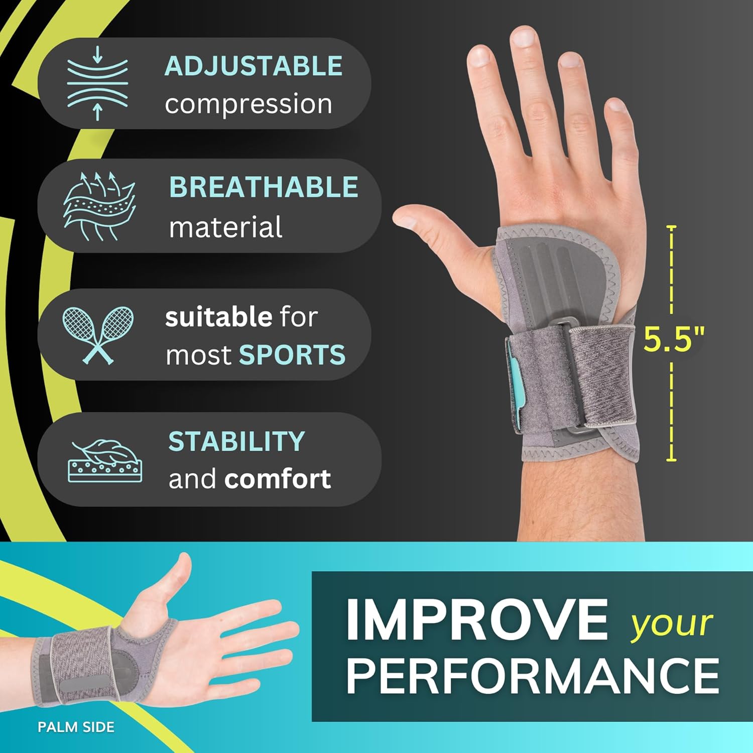 BraceAbility Court Comfort – Muñequera de compresión para tenis atléticos, para pickleball, esguince de muñeca, tendinitis, bádminton, raqueta,