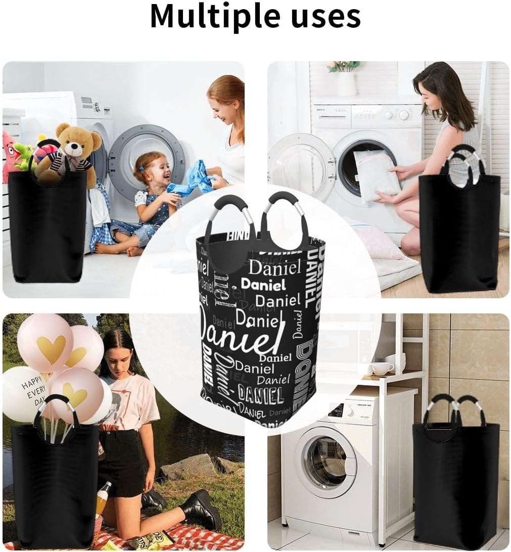 Cesta de lavandería personalizada con nombre, cesta de lavandería plegable, fácil almacenamiento para dormitorio universitario, familia