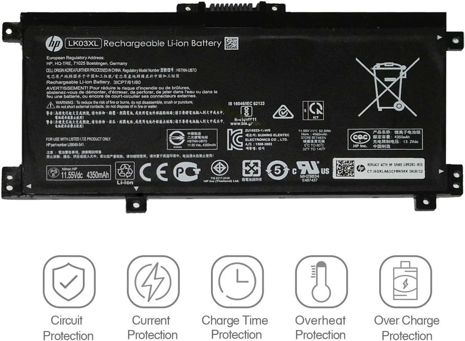 HP LK03XL – Batería de repuesto para laptop HP Envy 17-AE143NG 17M-AE0XX Envy X360 15-BP000 15-BP107TX 15M-BP000 15-BP100TX Series 916814-855