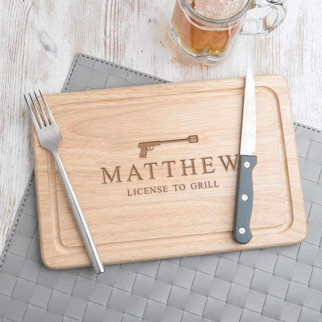 Personalized Wooden Bbq Cutting Board – Birthday Gift for Husband Boyfriend – Grilling Gifts for Men – James Bond Licensed to Grill – Funny Novelty