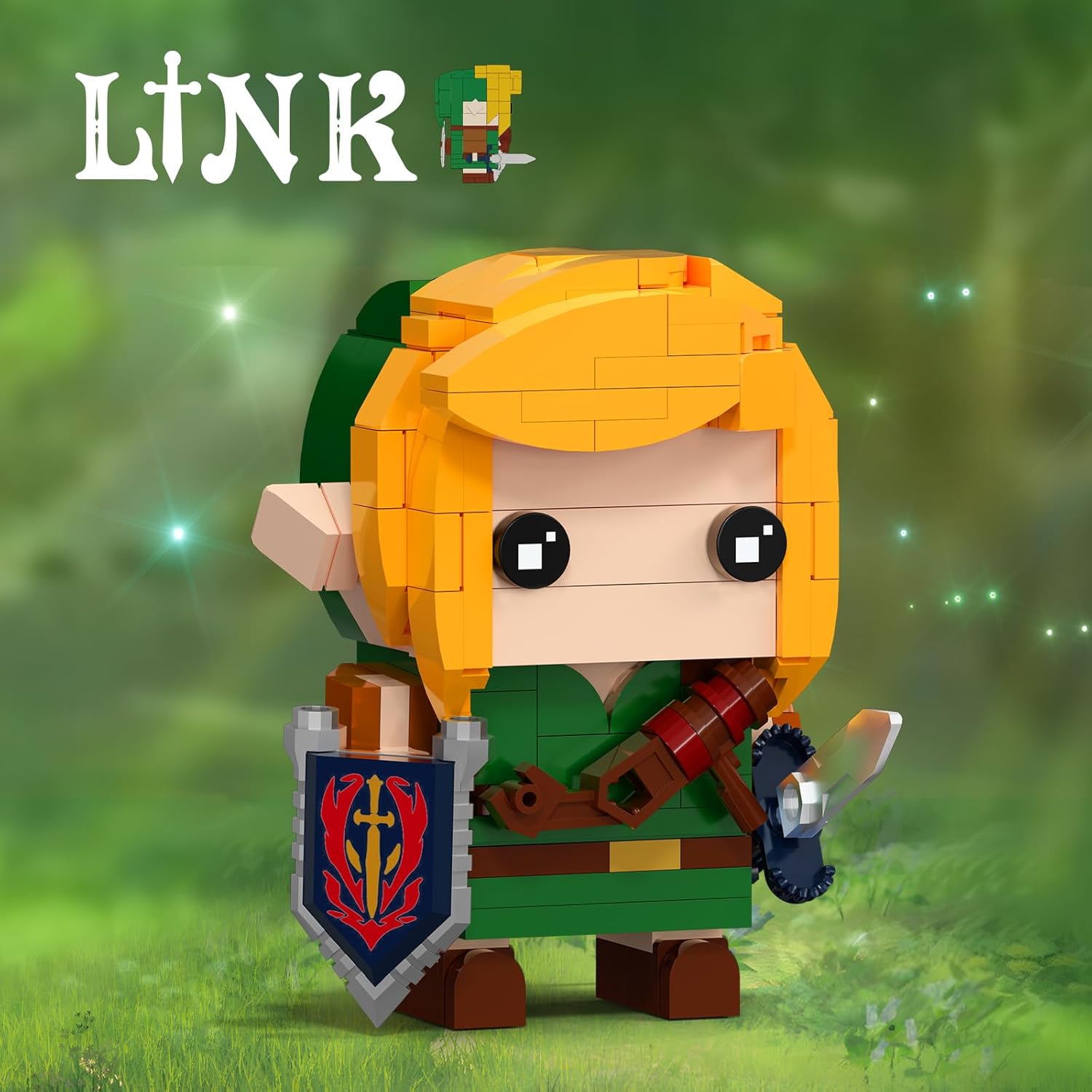 Juego de construcción de enlaces, figura de eslabones con espada maestra y escudo Hylian, grandes regalos de juguetes para fanáticos, niños y