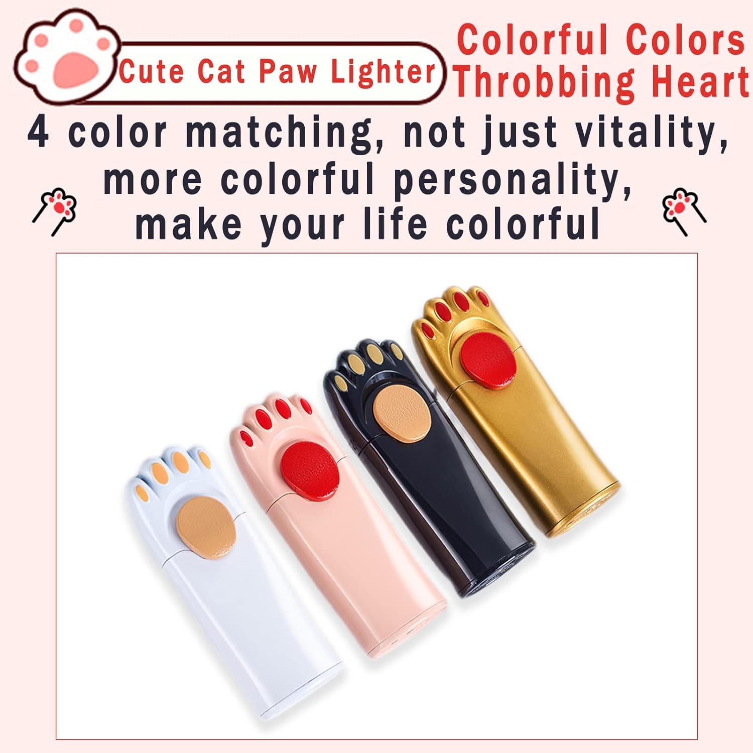 MYCHUS Encendedor resistente al viento, fresco, bonito diseño de pata de gato, rellenable, ajustable, encendedor de butano, regalo para hombres (sin