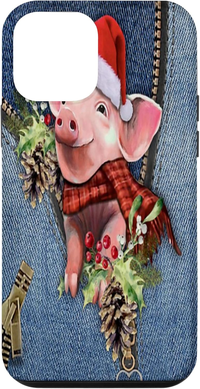 iPhone 12 mini Pig Christmas Jean Zip PC Case