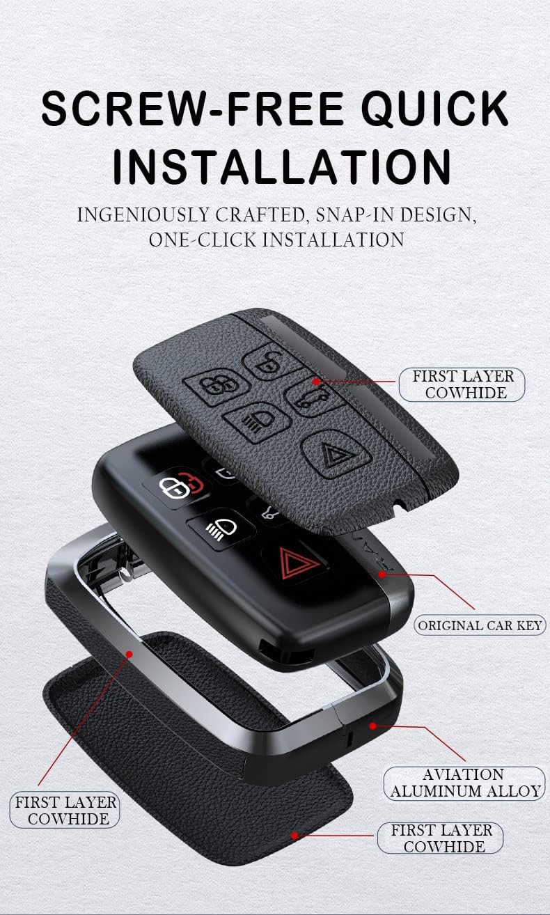 ontto Protector de llavero para Land Rover 2020 2019 de cuero para llave de automóvil, antiarañazos, protección completa, apta para Range Rover,
