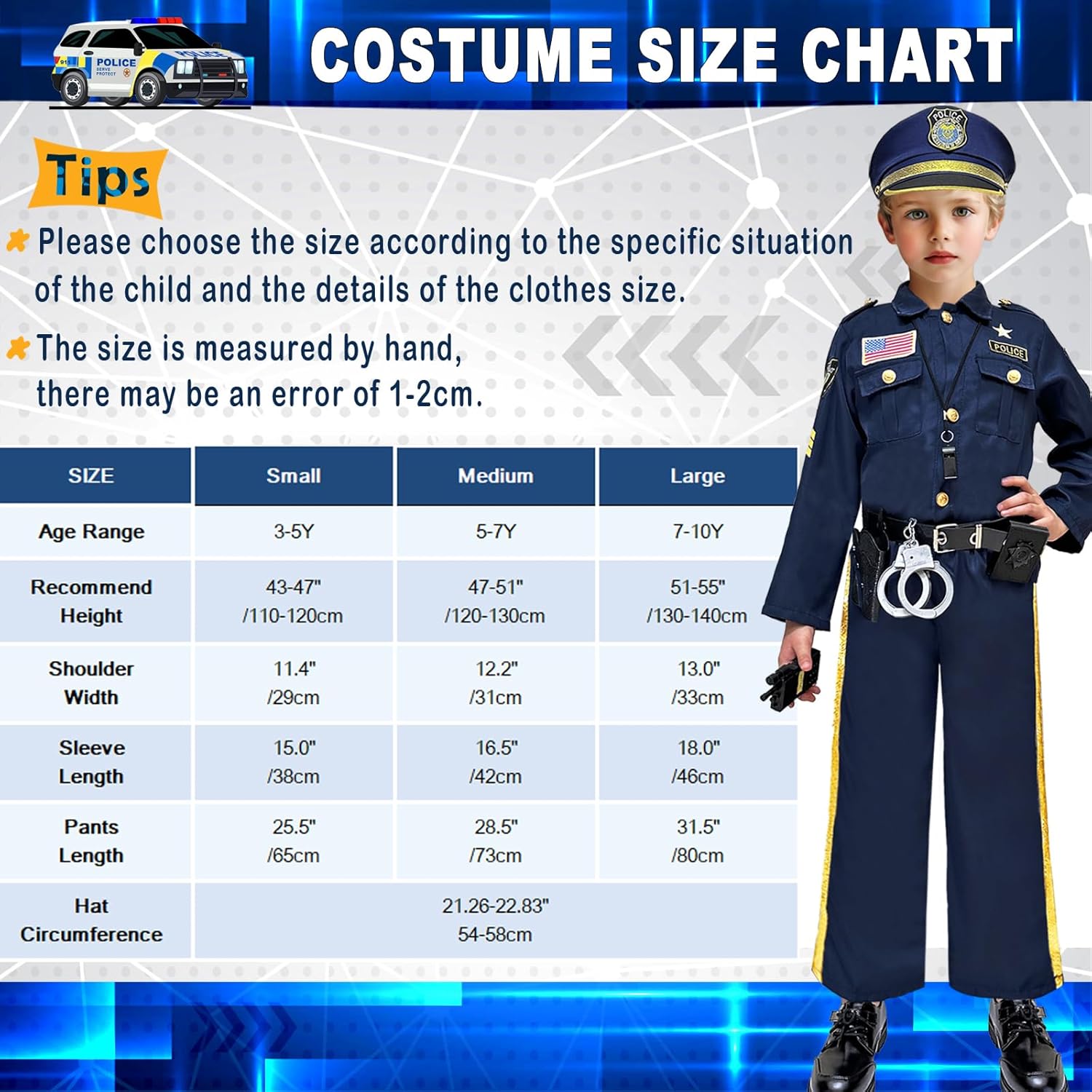 Disfraz de policía de Halloween para niños, exquisito disfraz de oficial de policía para niños, disfraces para niños y niñas, disfraz de policía,