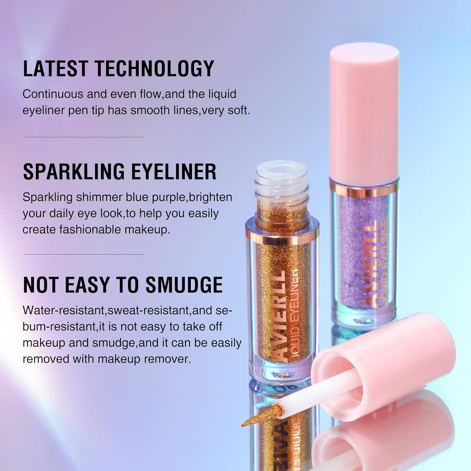 Juego de delineador de ojos con purpurina de larga duración, brillante, impermeable, delineador de ojos fácil de colorear sin manchas, maquillaje de