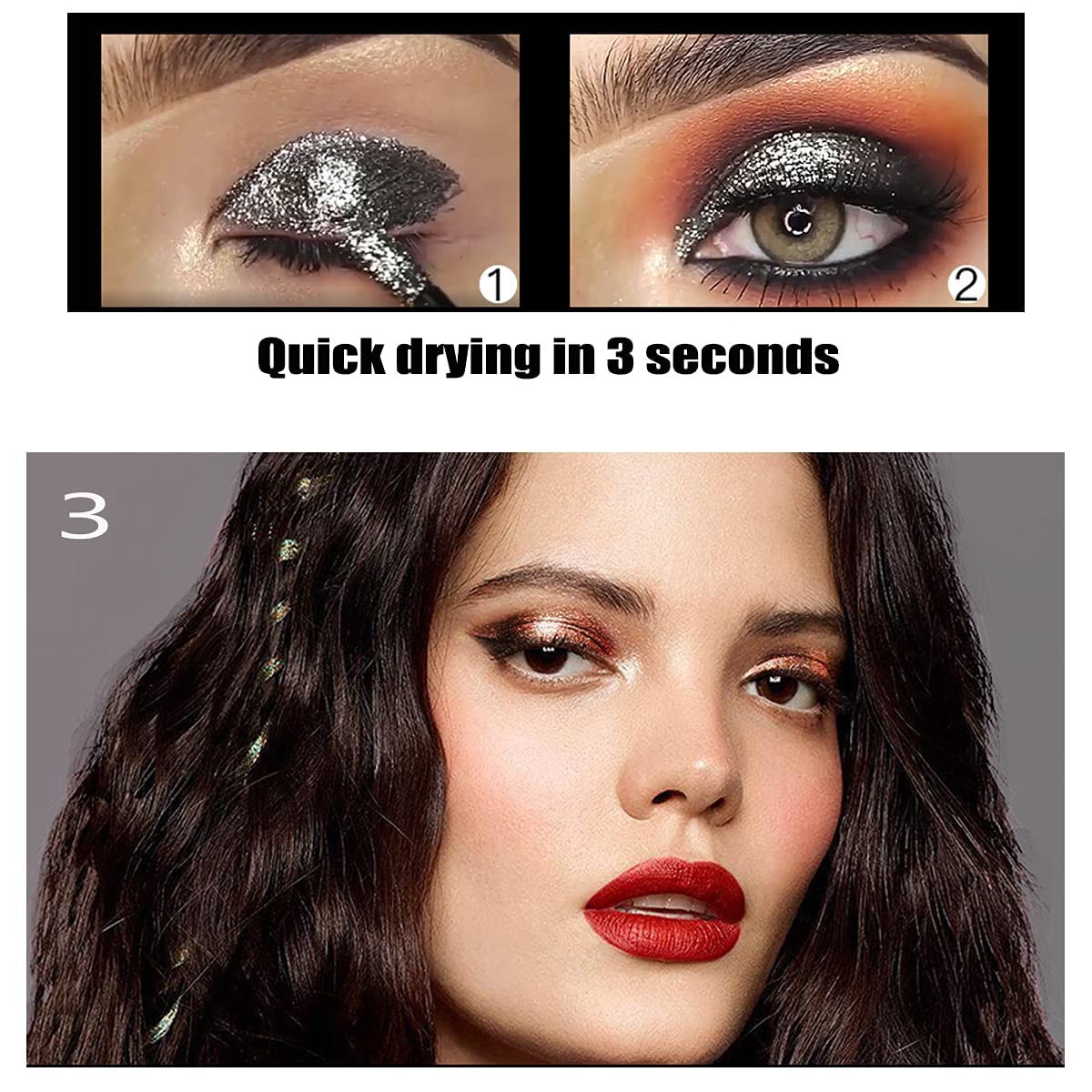 VERONNI Juego de sombra de ojos líquida con purpurina, 10 piezas de sombra de ojos con purpurina, sombra de ojos líquida metálica brillante, larga