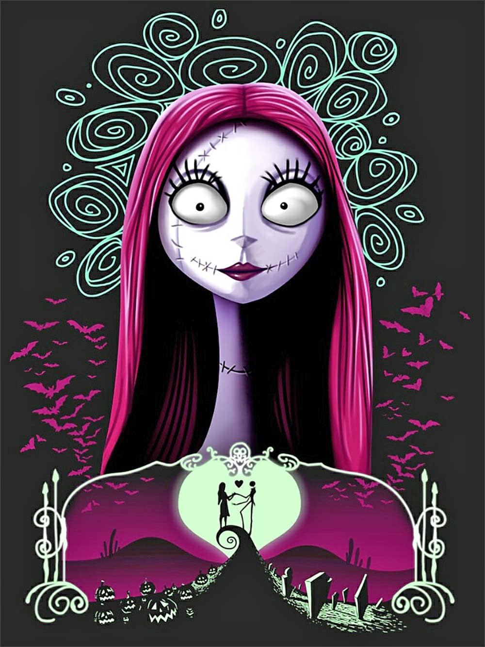 MasxcupLy Kit de pintura de calavera con diamantes 5D para adultos, taladro completo, kit de arte romántico de diamantes de Halloween, pintura con