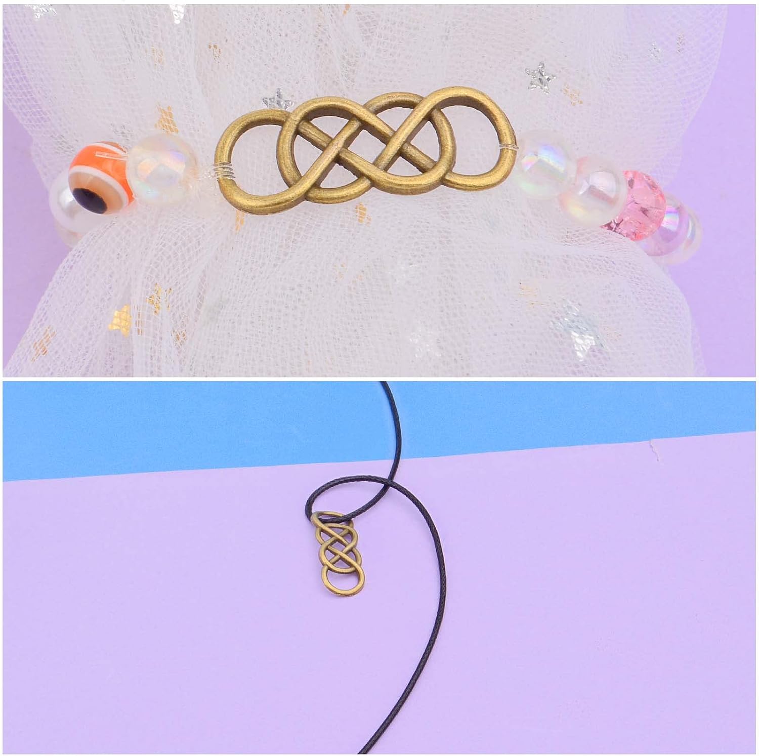 Conector doble símbolo infinito encantos aleación colgante encanto conectores para bricolaje pulsera collar, Metal, Aleación.