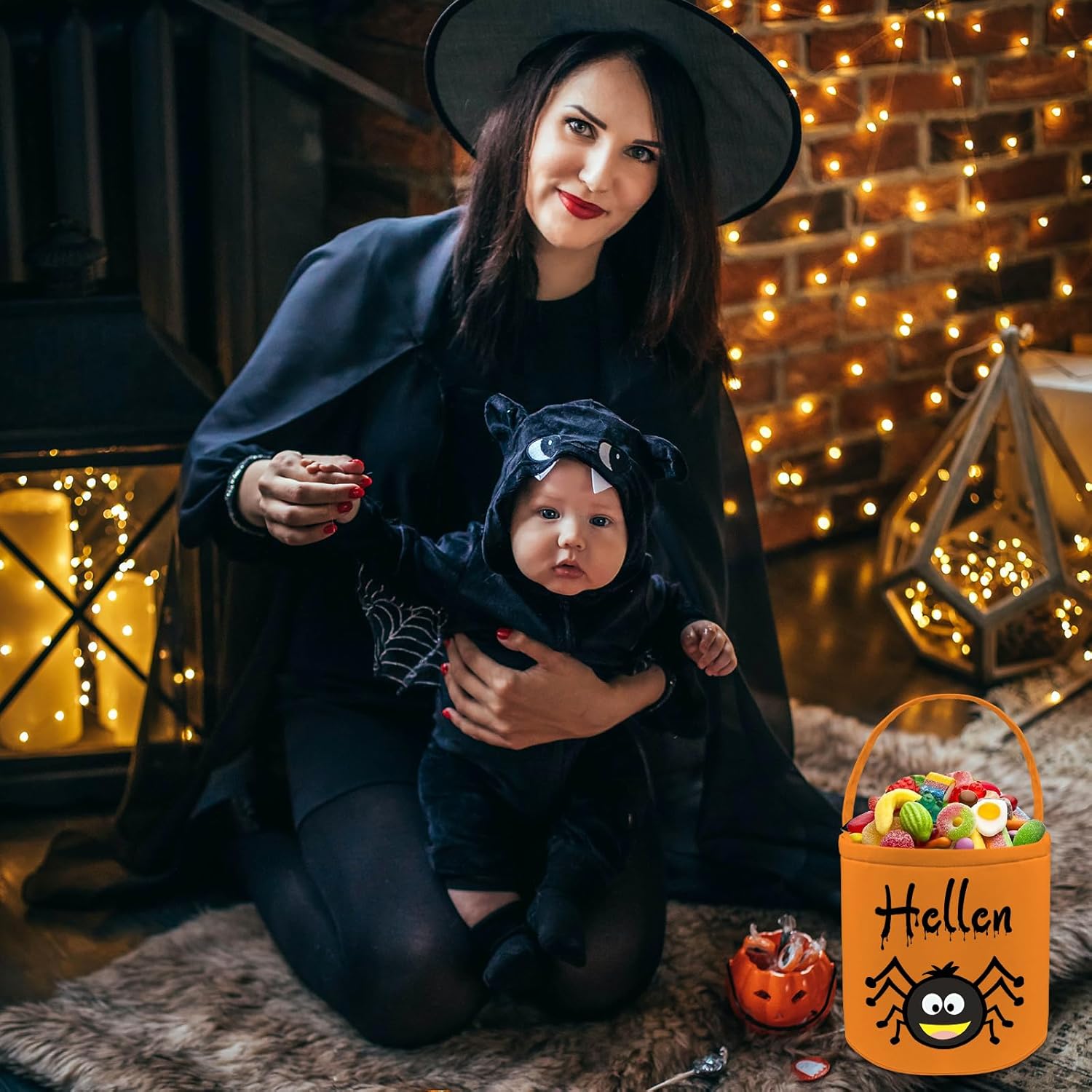 Cesta personalizada de Halloween, bolsa de cubo personalizada con nombre personalizado, cesta de lona de calabaza, regalos para niños y niñas