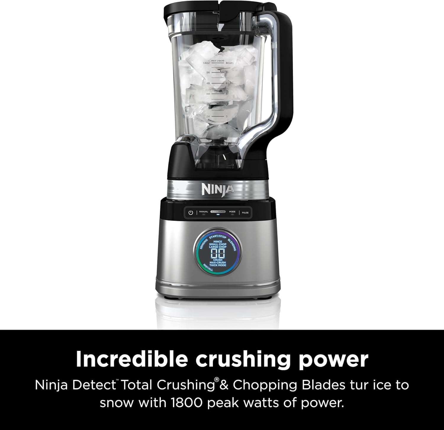 Ninja TB201 Detect Power Blender Pro, tecnología BlendSense, para batidos, batidos y más, 1800 vatios de pico, 72 onzas, jarra, licuadora, negro