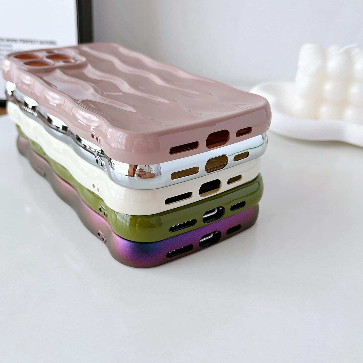 XIZYO Funda para iPhone 13 Pro de 6.1 pulgadas, bonita funda ondulada y ondulada para teléfono, diseño estético de ondas de agua, funda protectora