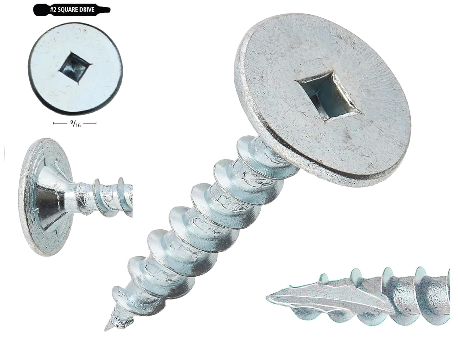 FastCap Professional PowerHead #10 Tornillo para madera, 1-14 pulgadas de longitud, cabeza de 916 pulgadas, autorroscante, recubierto de zinc,