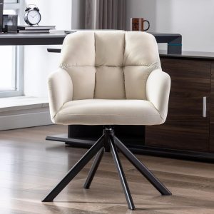 Lei Yu Shunzhi Cómoda silla giratoria de escritorio con acento de terciopelo sin ruedas, tarea de computadora con brazo de respaldo medio para Lei Yu Shunzhi Cómoda silla giratoria de escritorio con acento de terciopelo sin ruedas, tarea de computadora con brazo de respaldo medio para