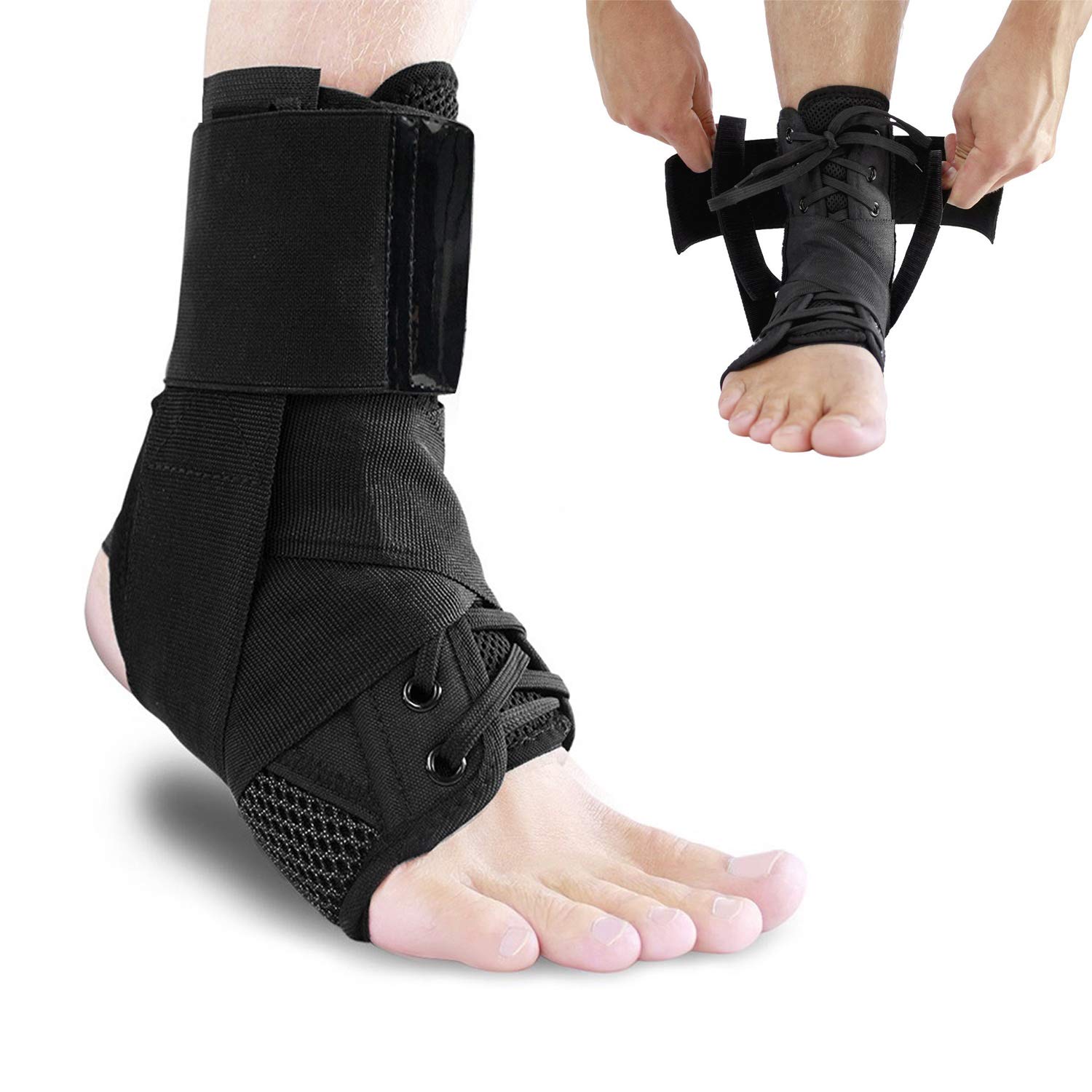 Tobillera estabilizadora de encaje, para mujeres y hombres, transpirable, ajustable, soporte de pie para deporte, esguince de tobillo, recuperación
