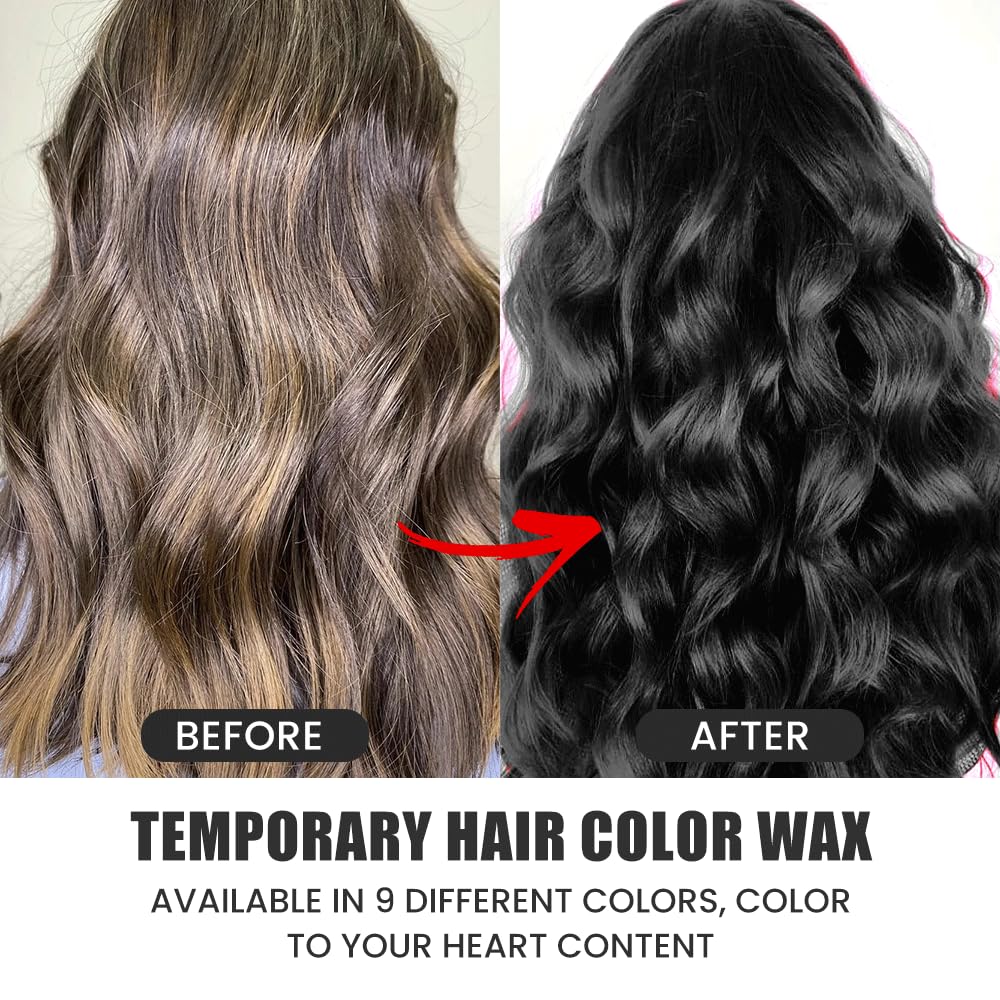 BrimFulite Cera temporal para colorear el cabello, cera de pintura para el cabello, lavable, no grasa, para mujeres y hombres, con juego de peines,