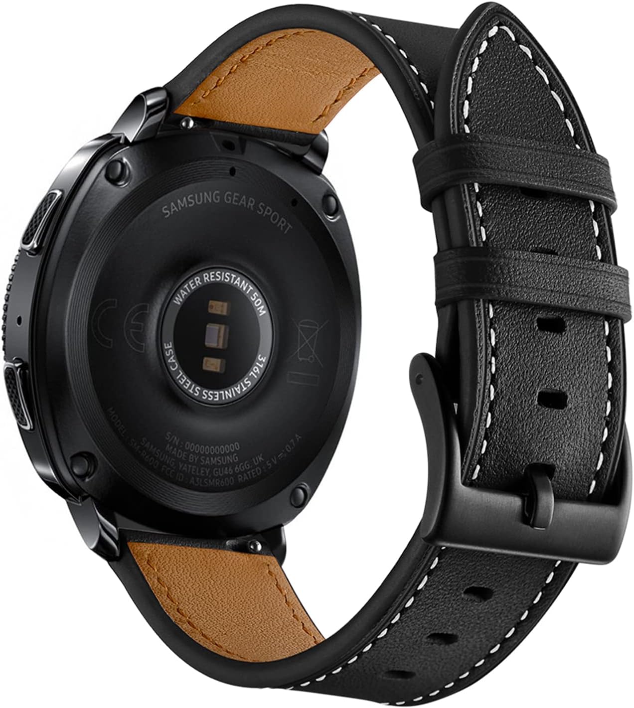 WOLLPO Correas de reloj inteligente, pulsera de repuesto de cuero, múltiples agujeros alternativos para una longitud ajustable. Correa de reloj de