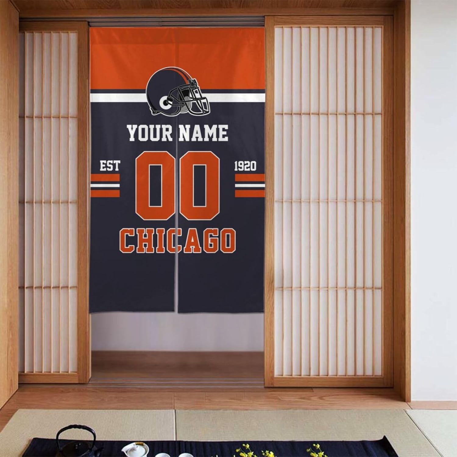 RIAWARME Chicago – Cortinas para puerta, panel de cortina personalizado con número de nombre, cortina japonesa personalizada para dormitorio,