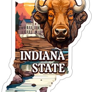 Calcomanía de recuerdo de viaje del estado de Indiana, vinilo pequeño impermeable para botella de agua, taza, libro de pasaportes, cuaderno de Calcomanía de recuerdo de viaje del estado de Indiana, vinilo pequeño impermeable para botella de agua, taza, libro de pasaportes, cuaderno de