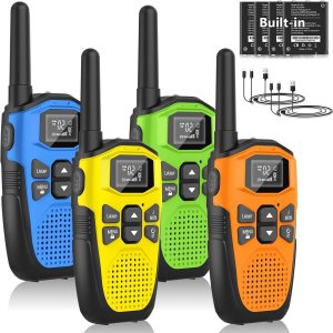 Walkie Talkie para adultos de largo alcance, NXGKET recargable, paquete de 4 baterías de iones de litio integradas, 22 canales FRS con cargador tipo Walkie Talkie para adultos de largo alcance, NXGKET recargable, paquete de 4 baterías de iones de litio integradas, 22 canales FRS con cargador tipo