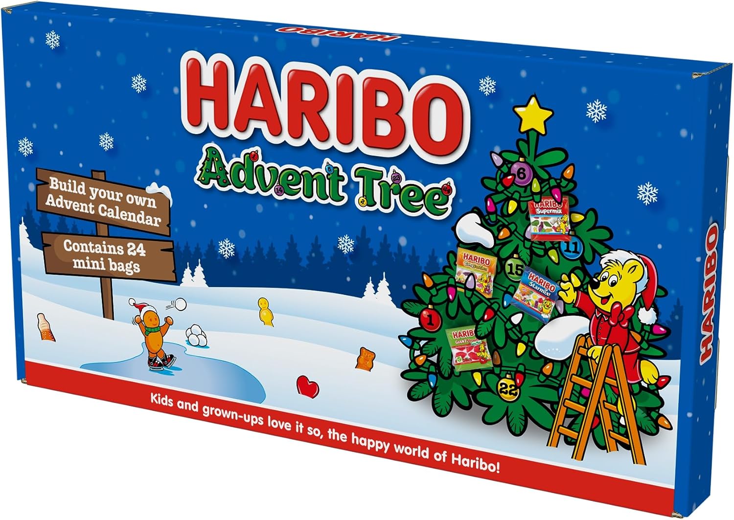HARIBO Calendario de Adviento de dulces de árbol de Navidad, 13.55 oz