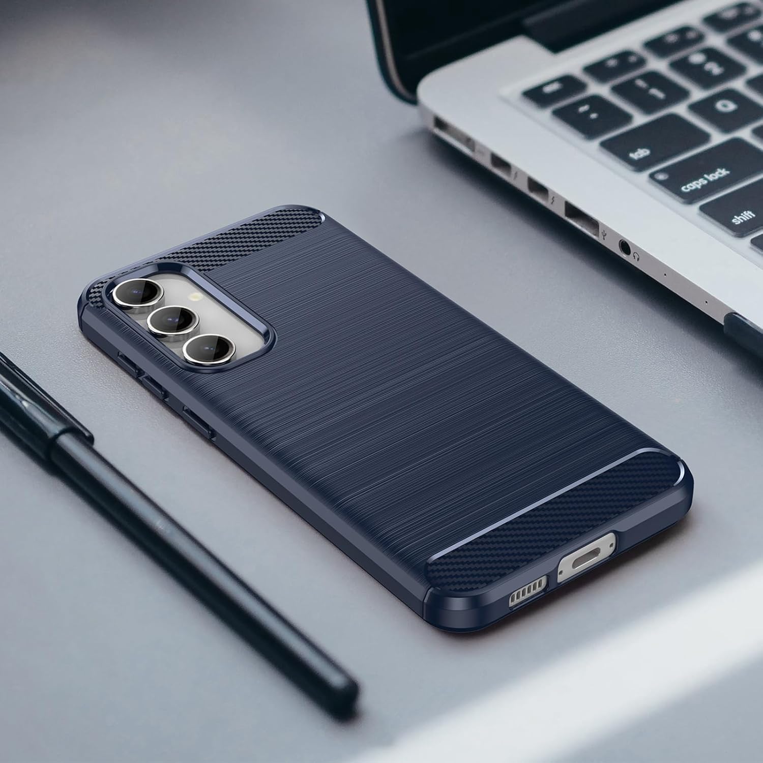 Osophter Funda para Galaxy S23-FE funda protectora de goma TPU flexible de absorción de golpes para Samsung Galaxy S23 FE funda de teléfono (azul