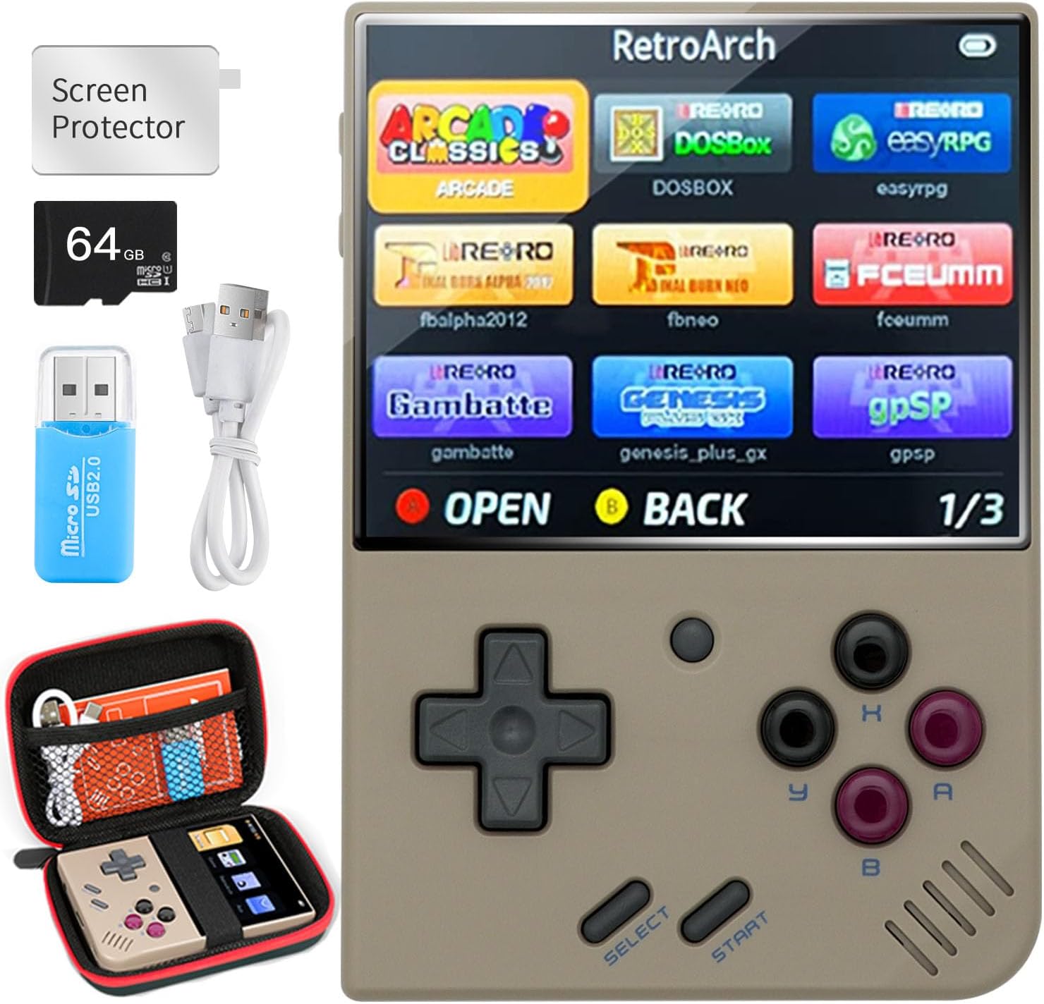 Miyoo Mini Plus, consola de juegos retro con tarjeta TF de 64G, compatible con más de 10000 juegos, emulador de consola de videojuegos portátil