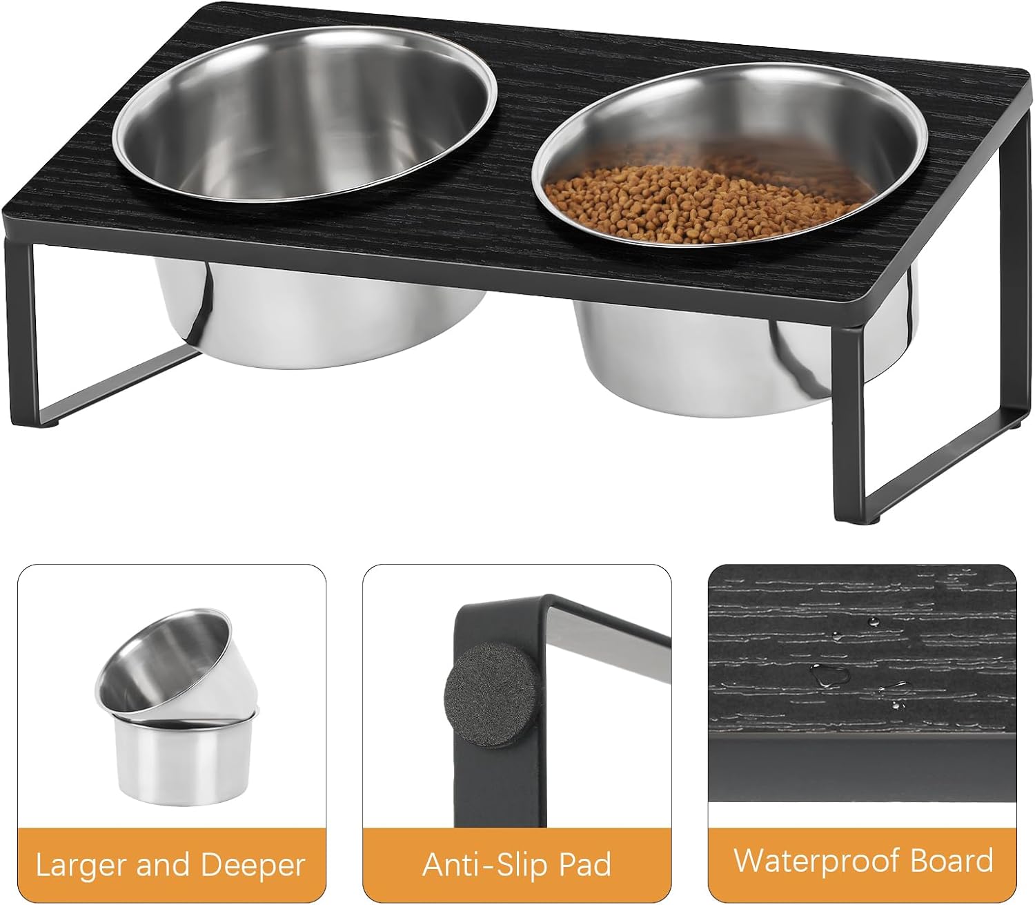 Cuencos elevados para perros con 2 cuencos elevados de acero inoxidable para alimentos inclinados para perros medianos y gatos, soporte para comida