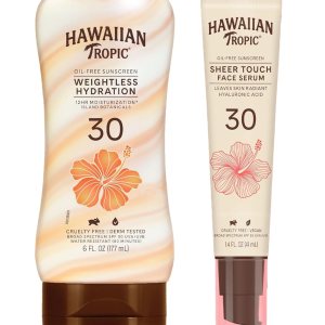 Hawaiian Tropic Loción de hidratación sin peso SPF 30 y Hawaiian Tropic Sheer Touch Protector solar facial suero facial SPF 30 paquete combinado Hawaiian Tropic Loción de hidratación sin peso SPF 30 y Hawaiian Tropic Sheer Touch Protector solar facial suero facial SPF 30 paquete combinado